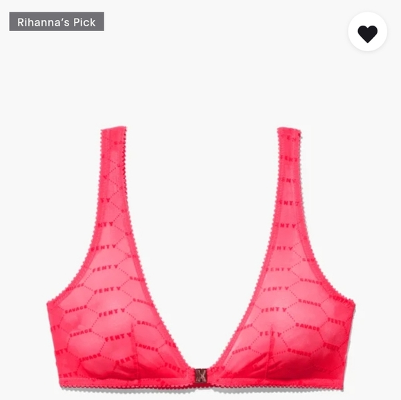 Savage X Fenty Pink Flash Flocked Logo Bralette & Brazilian Panty Set - Picture 2 of 16